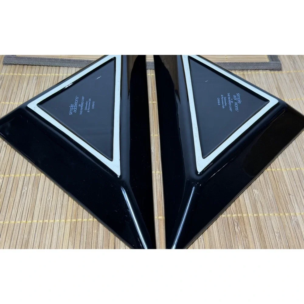 Pampered Chef Simple Additions Triangle Snack Plates Black Set of 2